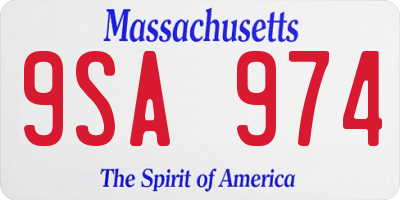 MA license plate 9SA974