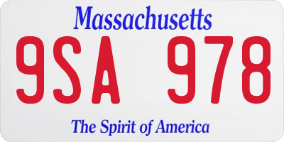 MA license plate 9SA978