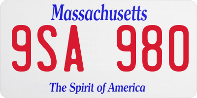 MA license plate 9SA980
