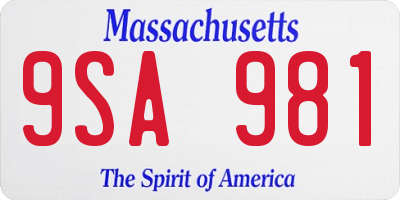 MA license plate 9SA981