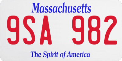 MA license plate 9SA982