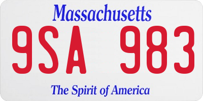 MA license plate 9SA983