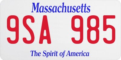 MA license plate 9SA985