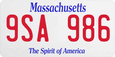 MA license plate 9SA986