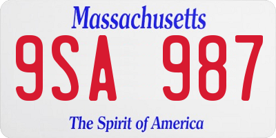 MA license plate 9SA987