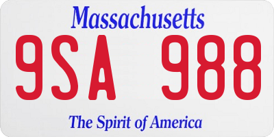 MA license plate 9SA988