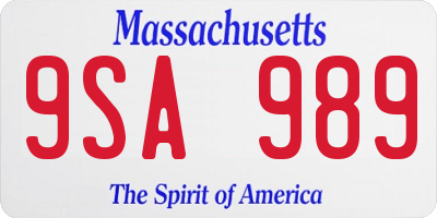 MA license plate 9SA989