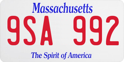 MA license plate 9SA992