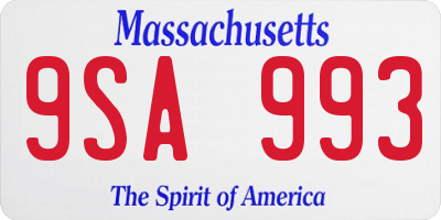 MA license plate 9SA993