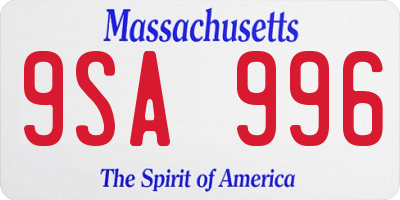 MA license plate 9SA996