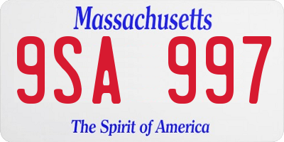 MA license plate 9SA997