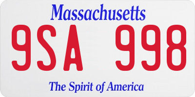 MA license plate 9SA998