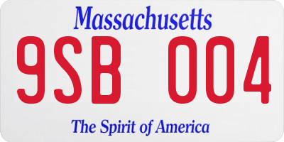 MA license plate 9SB004