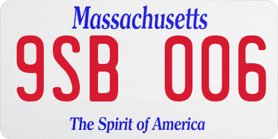 MA license plate 9SB006