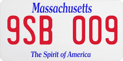 MA license plate 9SB009