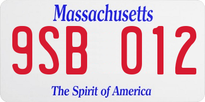 MA license plate 9SB012