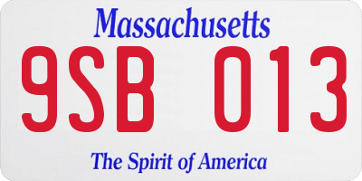 MA license plate 9SB013