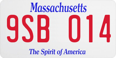 MA license plate 9SB014