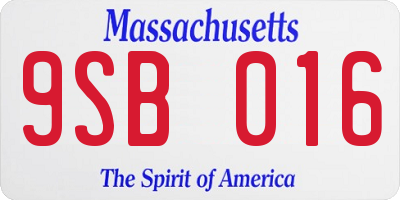 MA license plate 9SB016