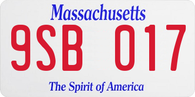 MA license plate 9SB017