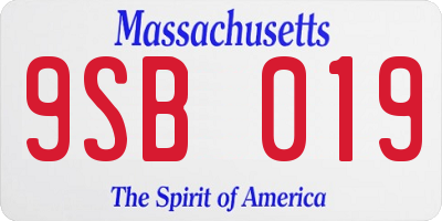 MA license plate 9SB019