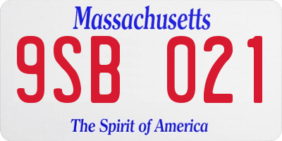 MA license plate 9SB021