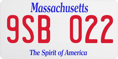 MA license plate 9SB022