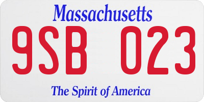 MA license plate 9SB023