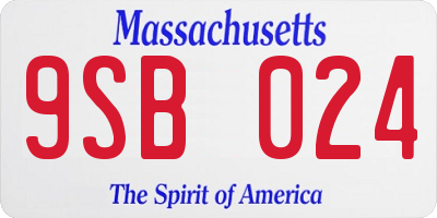 MA license plate 9SB024