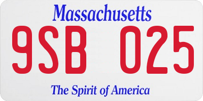 MA license plate 9SB025