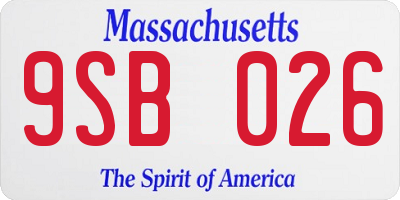 MA license plate 9SB026