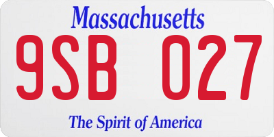 MA license plate 9SB027