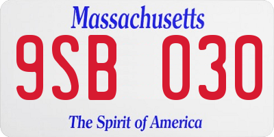 MA license plate 9SB030