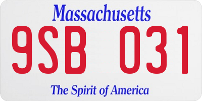 MA license plate 9SB031