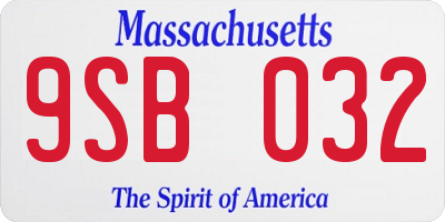 MA license plate 9SB032