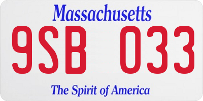 MA license plate 9SB033