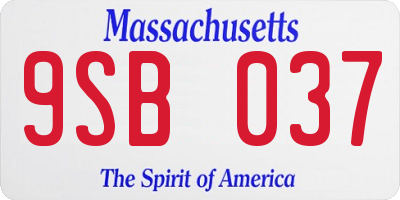MA license plate 9SB037