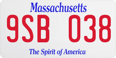 MA license plate 9SB038