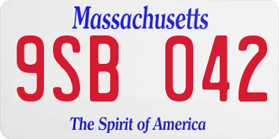MA license plate 9SB042