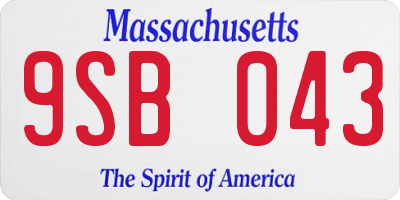MA license plate 9SB043