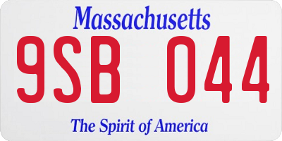MA license plate 9SB044