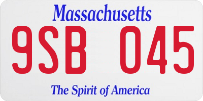 MA license plate 9SB045