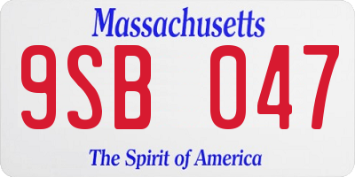 MA license plate 9SB047