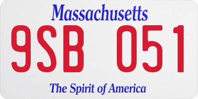 MA license plate 9SB051