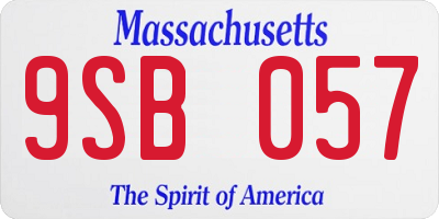 MA license plate 9SB057