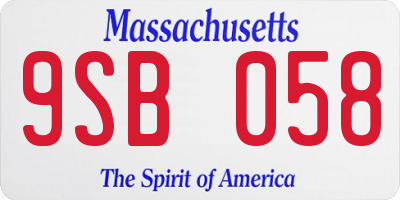 MA license plate 9SB058