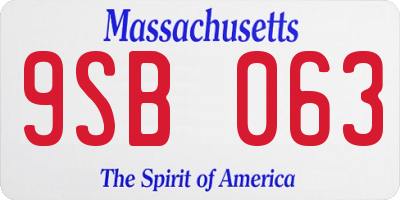 MA license plate 9SB063