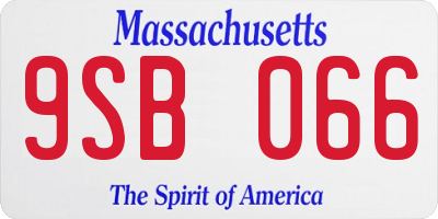 MA license plate 9SB066