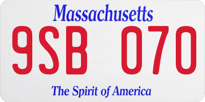MA license plate 9SB070