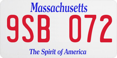 MA license plate 9SB072